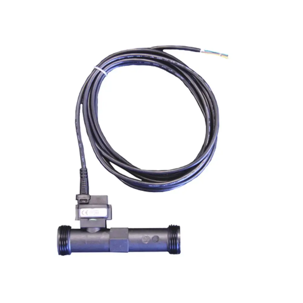 Durchflusssensor mit Kabel, ausgestattet mit einem Anschlussstecker, zur Verwendung in hydraulischen Systemen. Hersteller ist Roth.